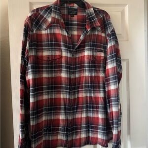 Lucky Brand Red and Blue Plaid Casual Shirt X-Large